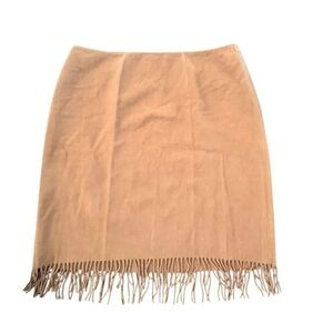 100% Wool Short Skirt‎ Jones New York Signature Size 16 NWT Lined Brown Fringe